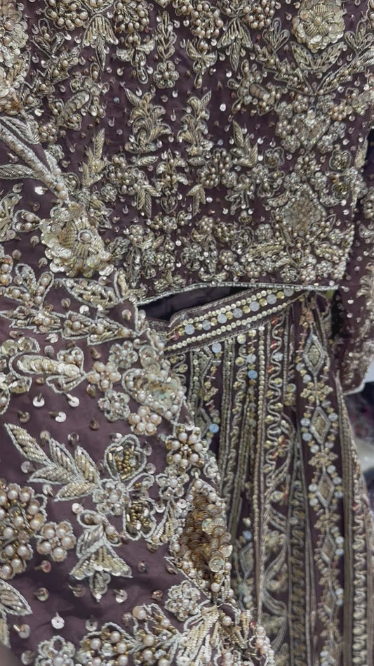 Chocolate brown hand work lehenga