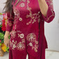 Burgundy handwork collar suit