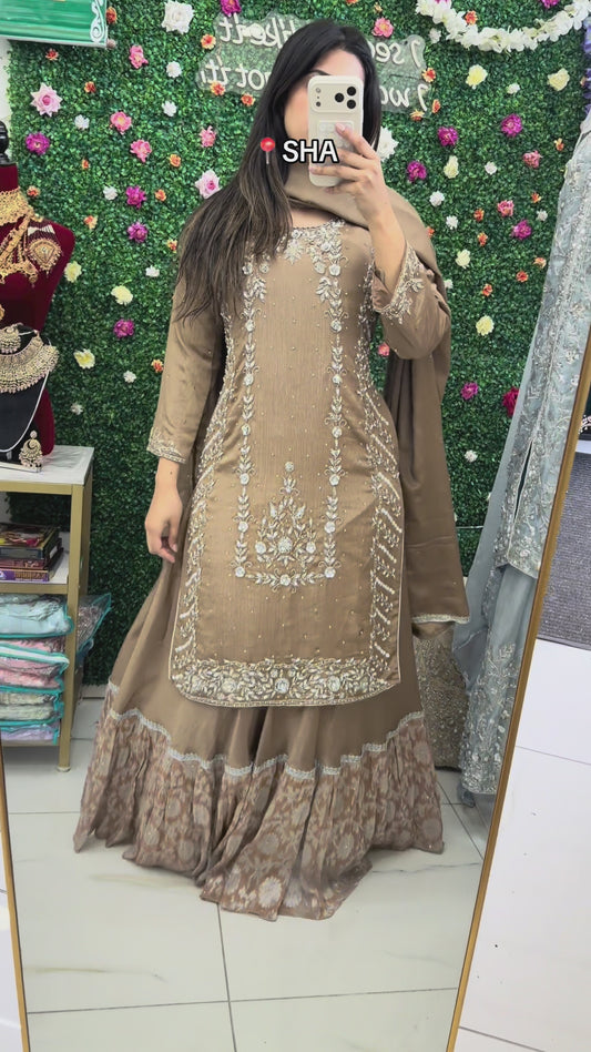 Mocha Farsi lehenga suit
