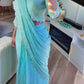 Light teal ready saree