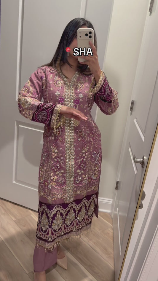 Formal purple organza suit