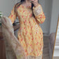 Orange print lawn embroidered suit with chiffon duppata