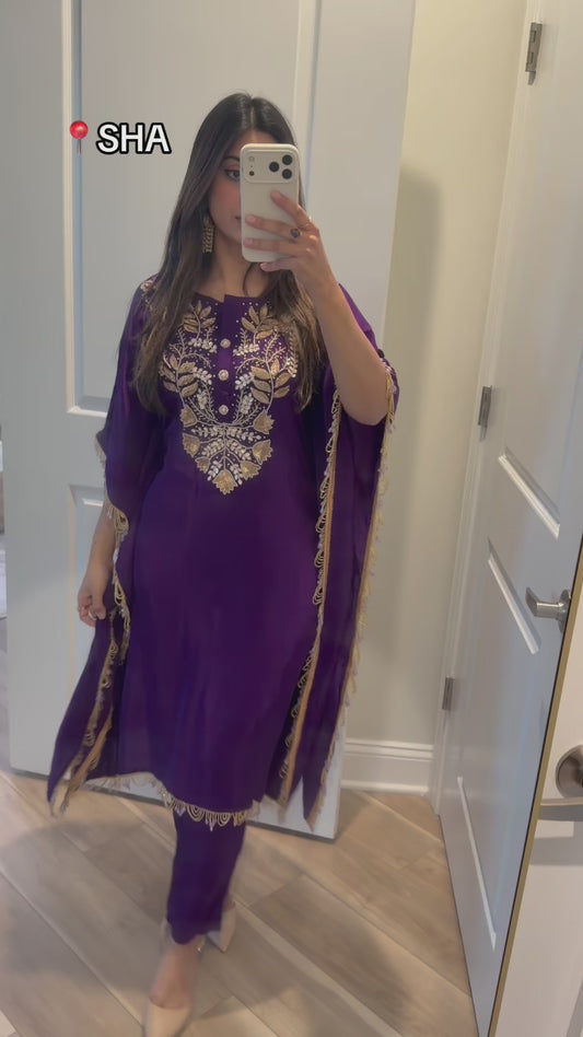 Purple silk kaftan