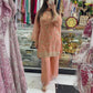 Peach soft silk tissue suit