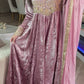 Pink velvet stone work gown