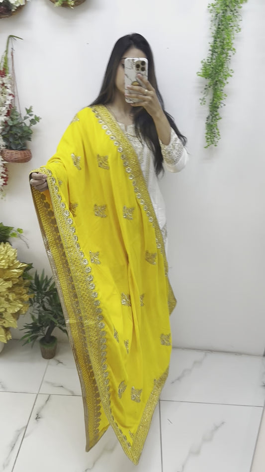 Yellow velvet shawl