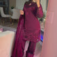 Plum tissue silk farshi salwar suit