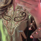 Shimmery olive green & black three piece suit