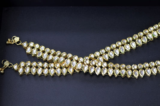 Solid kundan gold plated anklets