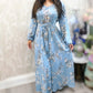 Blue floral silk maxi dress