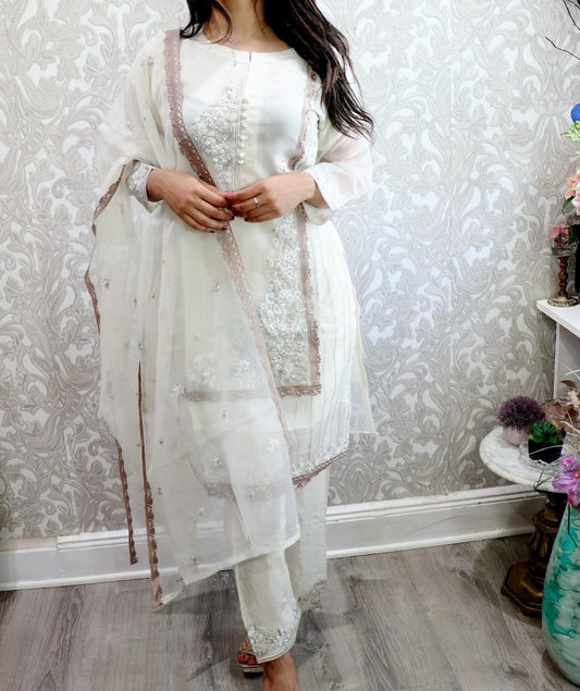 Off white formal organza suit