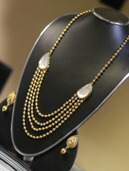 Gold plated kundan mala set - Selina Habibti Attire