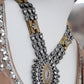 Silver and gold mixed oxy necklace set