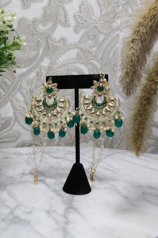 Medium sized green bead earrings - Selina Habibti Attire