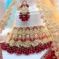 Heavy deep red bridal necklace set