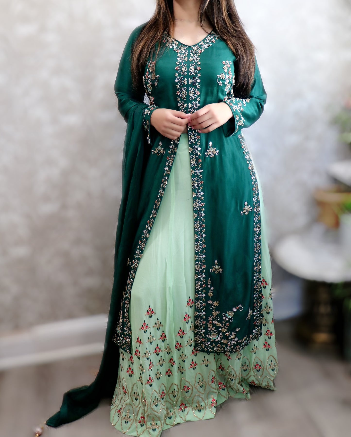 Emerald green exclusive skirt suit