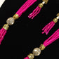 Hot pink beaded long necklace