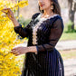 Black all over sequence work three piece - Selina Habibti Attire