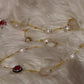 White marble 18k gold long chain