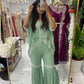 Mint organza cape gharara suit