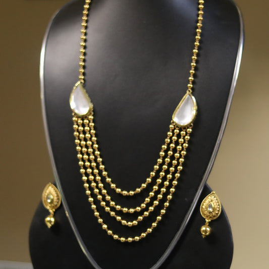 Gold plated kundan mala set - Selina Habibti Attire