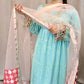 Blue mint fancy gown style three piece - Selina Habibti Attire