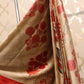 Satin silk print saree red florals
