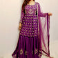 Purple and silver mirror work lehenga