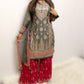 Olive magenta gharara suit