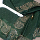 Sheer silk deep green party saree