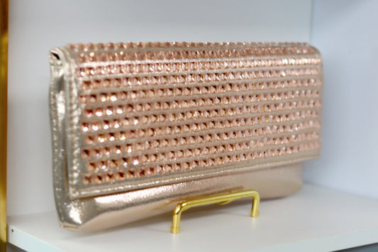 Rosegold rose stone hand purse