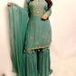 Light sea blue green sharara suit