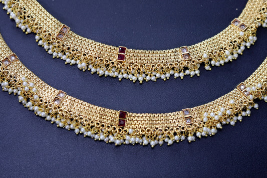 Gold bridal anklets