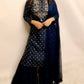 Dark blue banarasi sharara suit