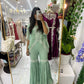 Mint organza cape gharara suit