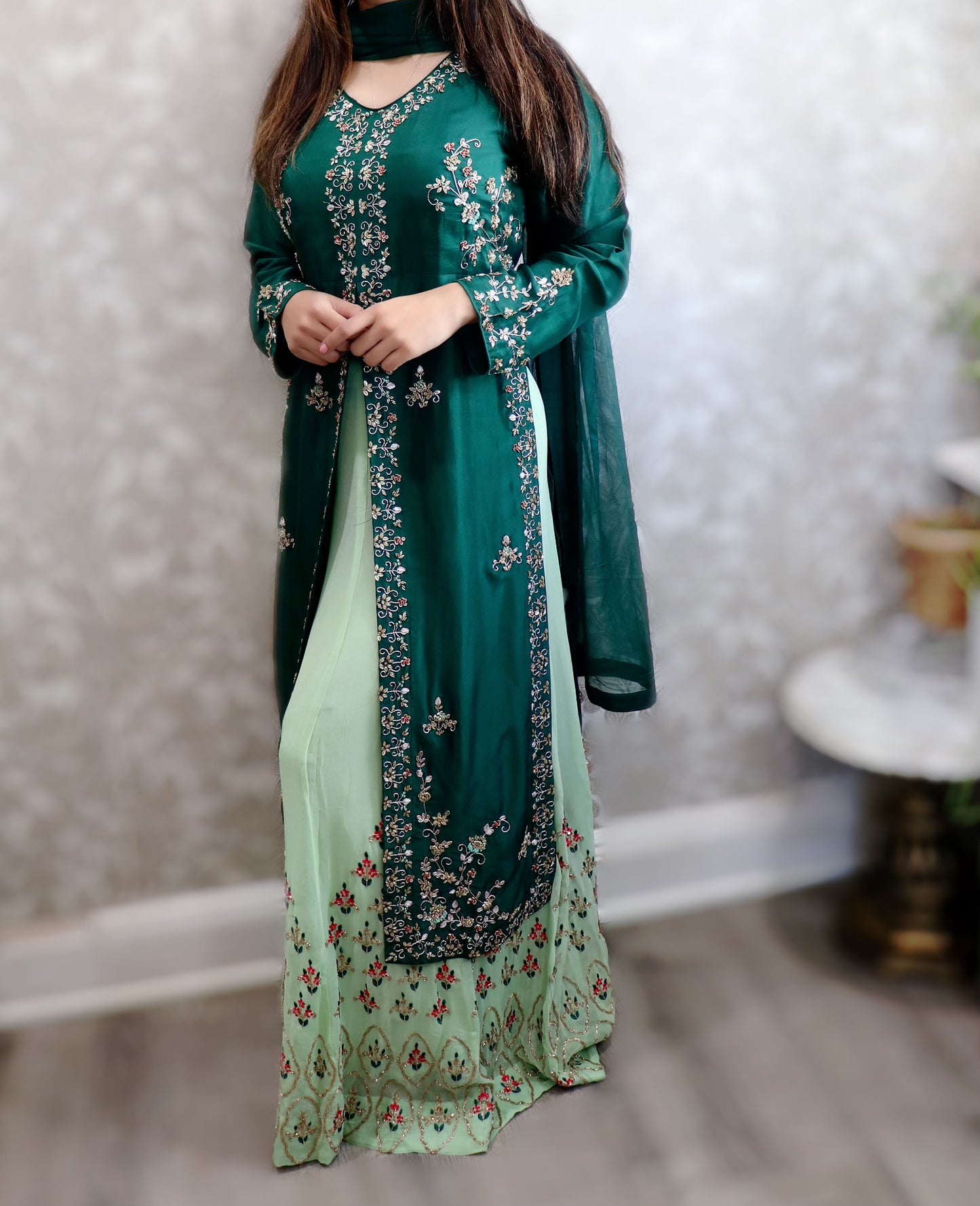 Emerald green exclusive skirt suit