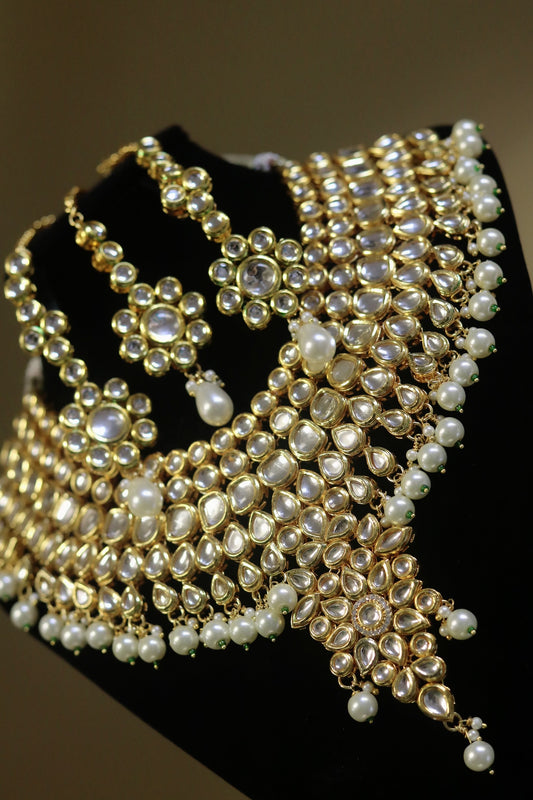 Full Bridal heavy kundan jewelry set - Selina Habibti Attire
