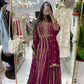 Plum middle slit gown with lehenga shirt