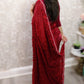 Burgundy silk party saree