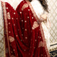Burgundy Velvet Shawl - Selina Habibti Attire