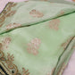Khaddi katan lime green with stone work saree