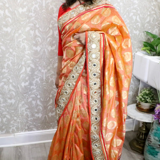 Bridal banarasi mirror work saree - Selina Habibti Attire