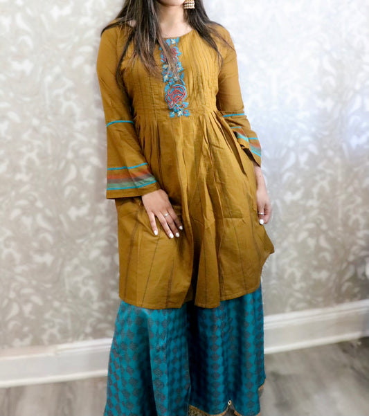 Olive green two piece kurti