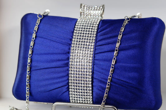 Royal blue silver stone party purse