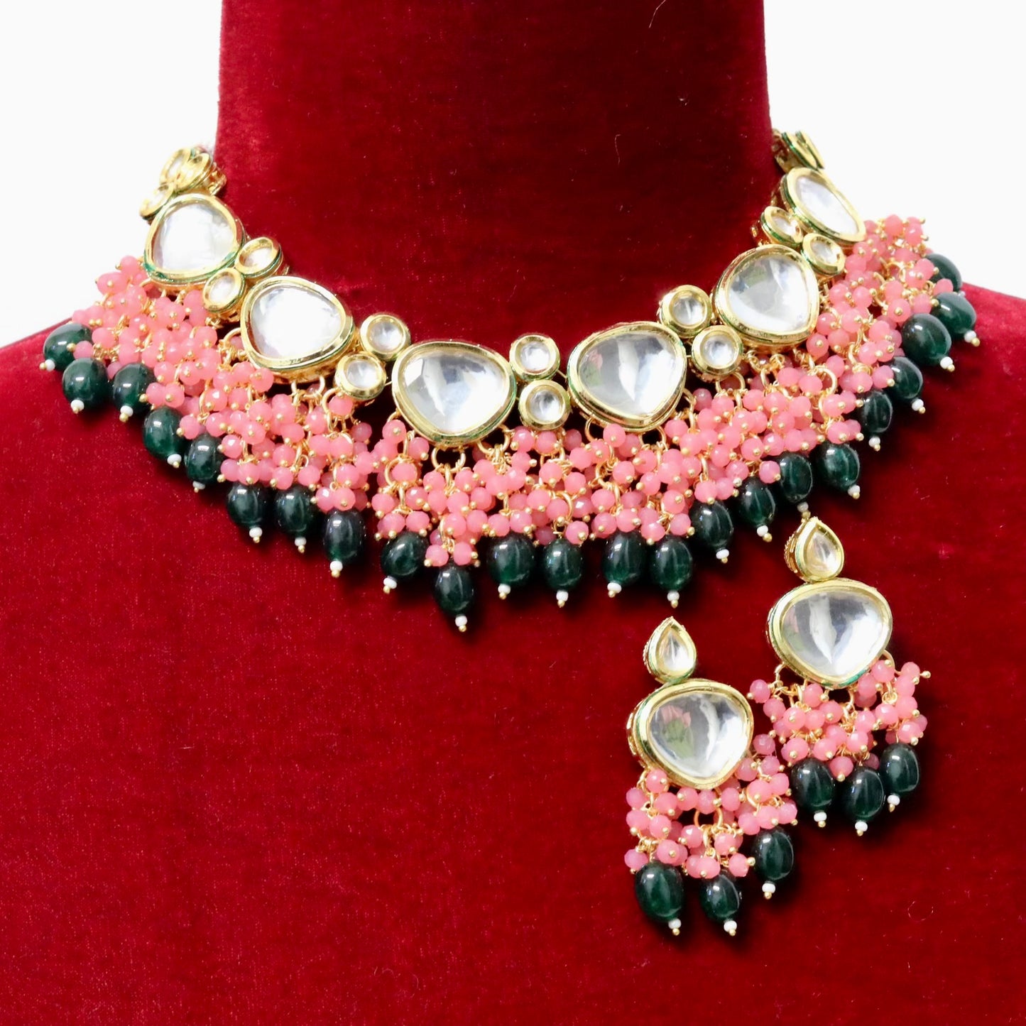 Kundan bridal multi colored beads