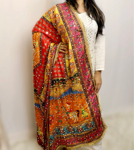 Chinon multi color mirror duppata
