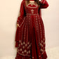 Maroon heavy beaded slit anarkali lehenga