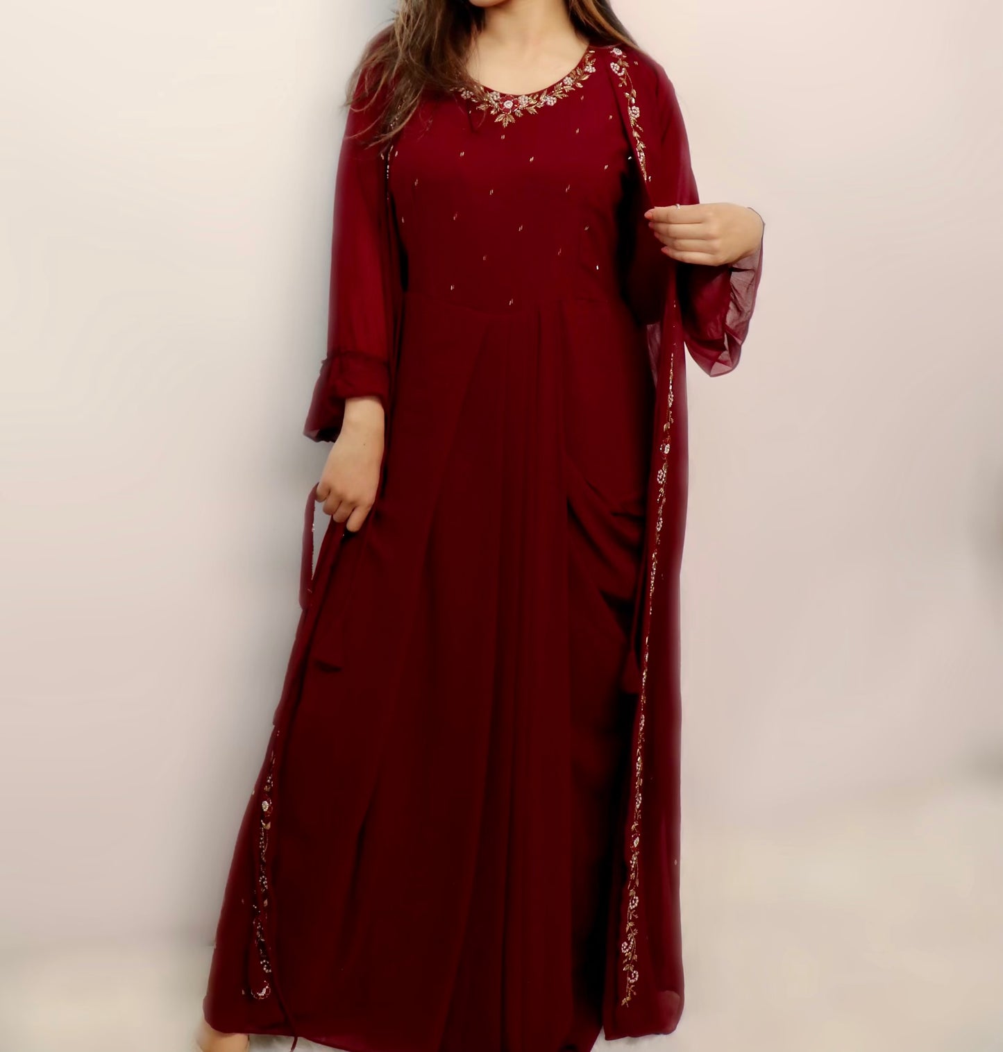 Deep plum belted party suit