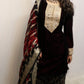 Dark maroon velvet suit with georgette banarasi