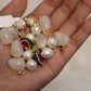 White marble 18k gold long chain